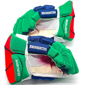 Bauer Vapor 1X Lite - Gant NHL Pro Stock d'occasion - Nino Niederreiter (Bleu/Vert/Blanc)